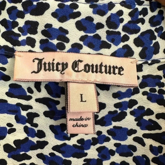 Juicy Couture blue animal print button down women’s shirt size large - Picture 4 of 5